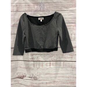 Marilyn Monroe Black White Checkered Crop Top 3/4 Sleeve Scoop Neck Medium
